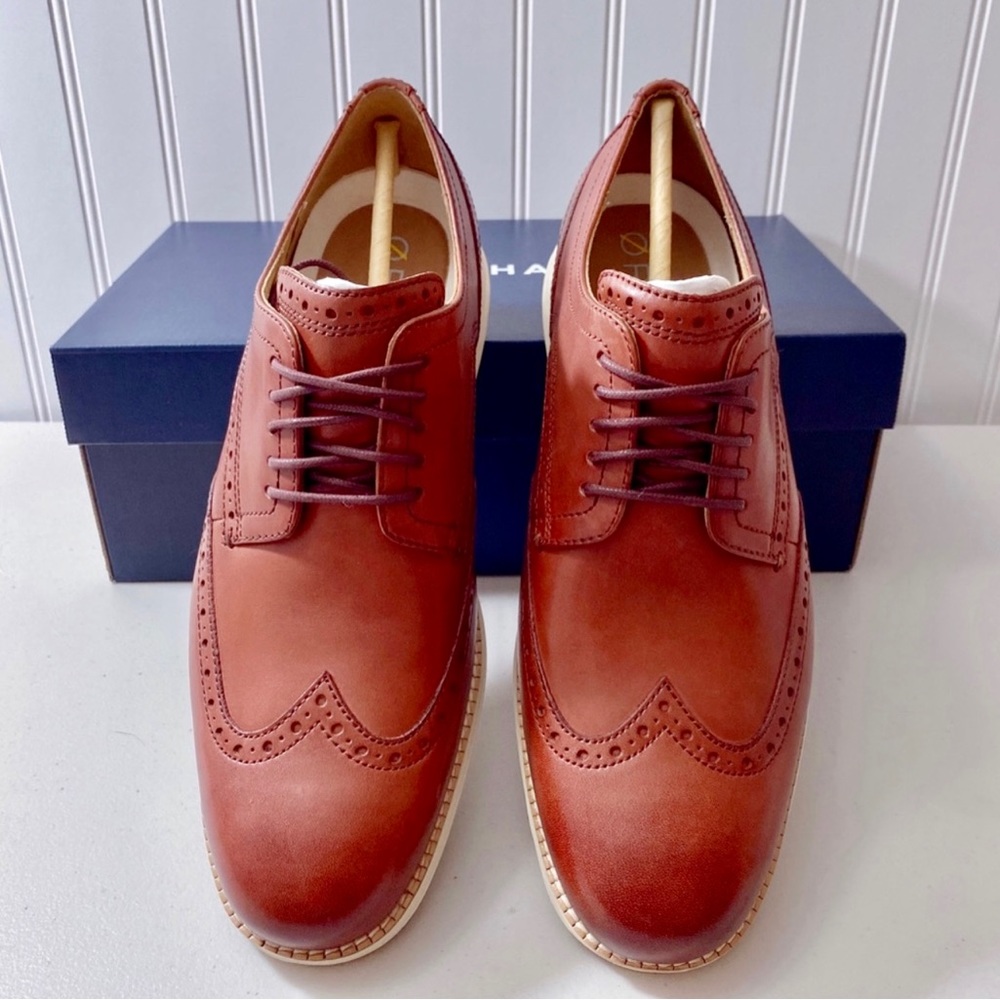 Cole Haan Original Grand Wingtip Oxford Shoes In Woodbury/Ivory NWT - Picture 10 of 13